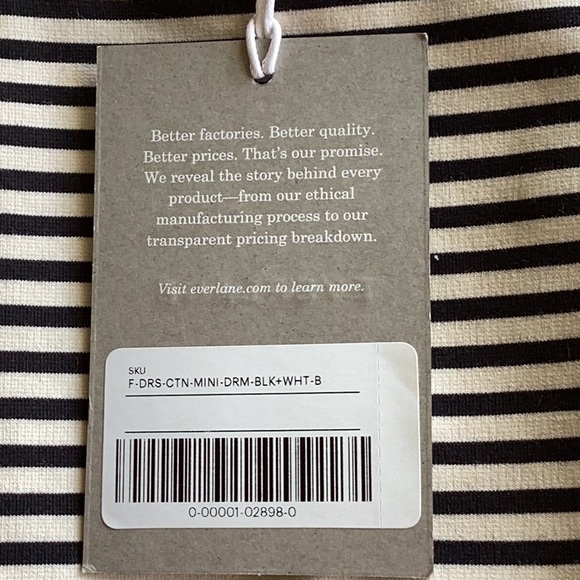 Everlane Dream Shift Sleeveless Dress Black and White Stripes - Picture 6 of 7